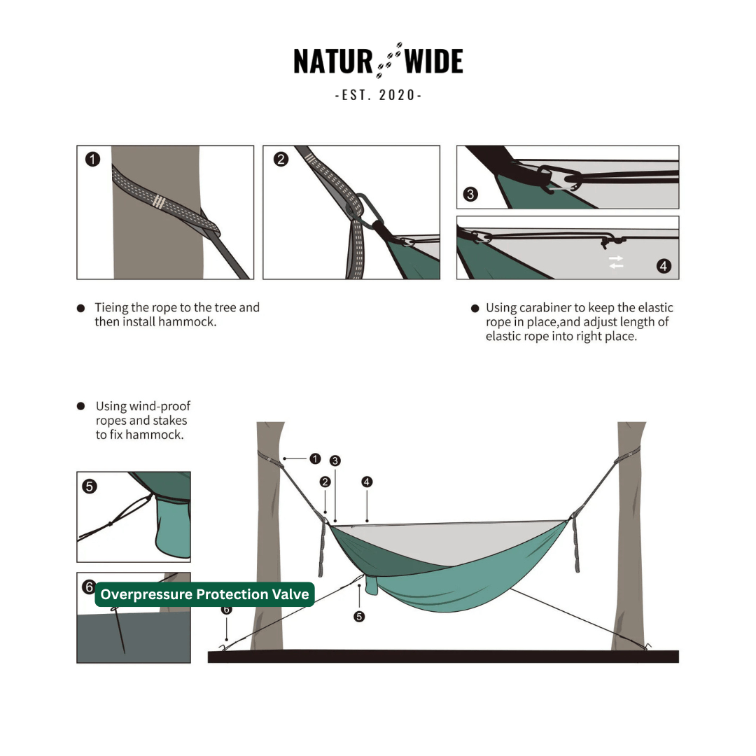 Camping Hammock with Mosquito Net, Rain Fly Tarp & Carry Bag