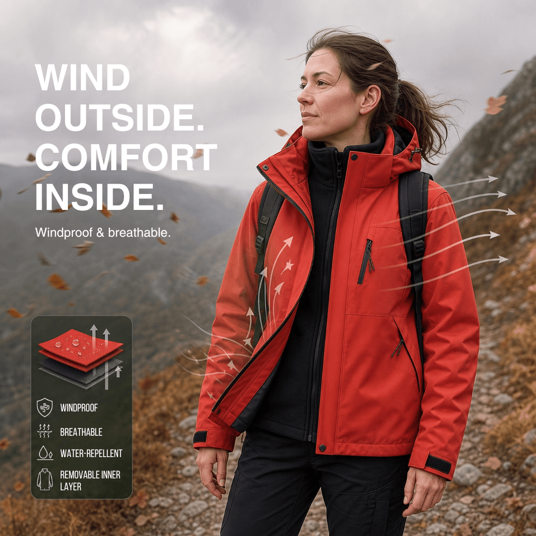 Women's 3-in-1 Waterproof Rain Jacket