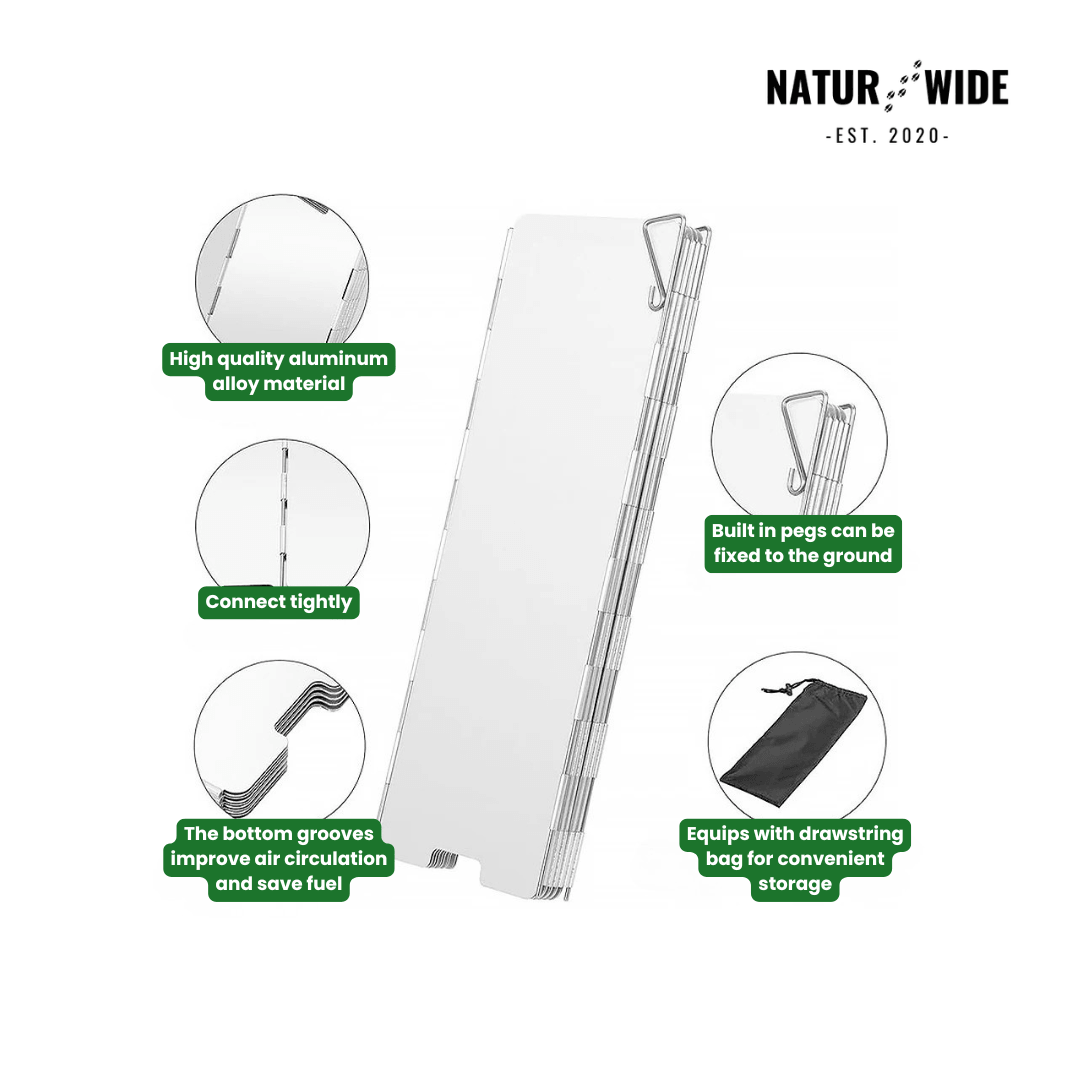 Ultralight 9-Plate Foldable Camping Stove Windshield