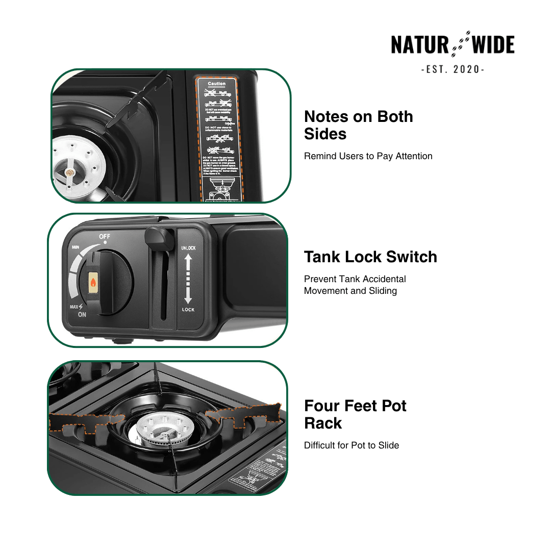2500W Portable 2-Burner Camping Stove with Grill Tray & Carrying Case