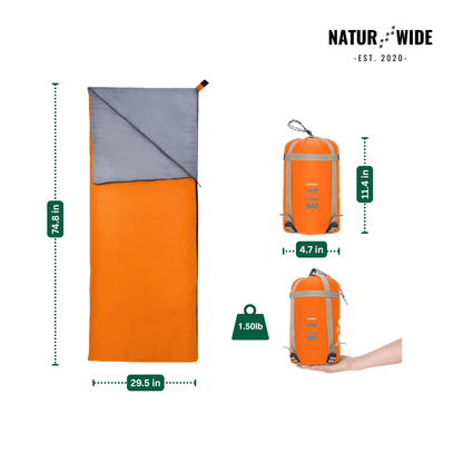 Ultralight Envelope Sleeping Bag – 3-Season Camping & Travel