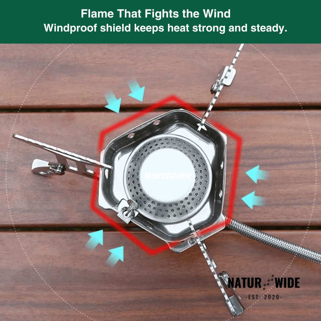 3-Head 5800W Folding Gas Camping Stove – Portable Backpacking Burner
