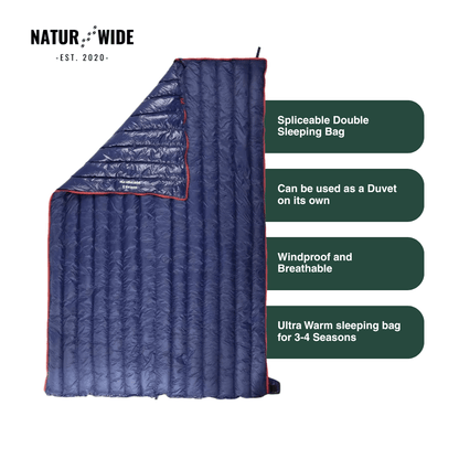 90% Goose Down Sleeping Bag – 3-Season Ultralight Envelope Style