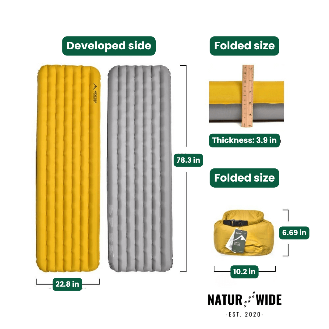 NaturWide 7.6R Camping Sleeping Pad – Ultralight, Self-Inflating &amp; Double-Reinforced
