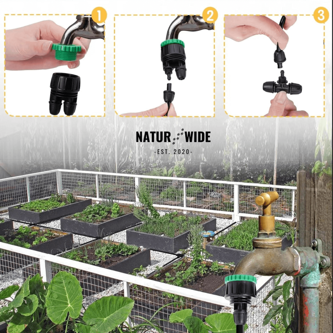 65ft Micro Drip Irrigation Kit – Adjustable Misting & Watering