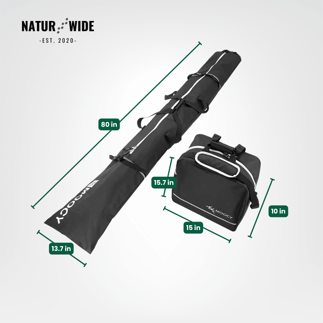 2-Piece Ski Bag Set – Ski Carrier &amp; Boot Bag Combo (Adjustable up to 80")