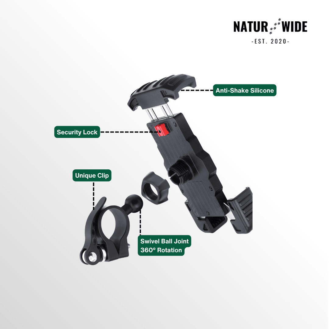 Secure Motorcycle & Bike Phone Mount - 1s Quick Lock