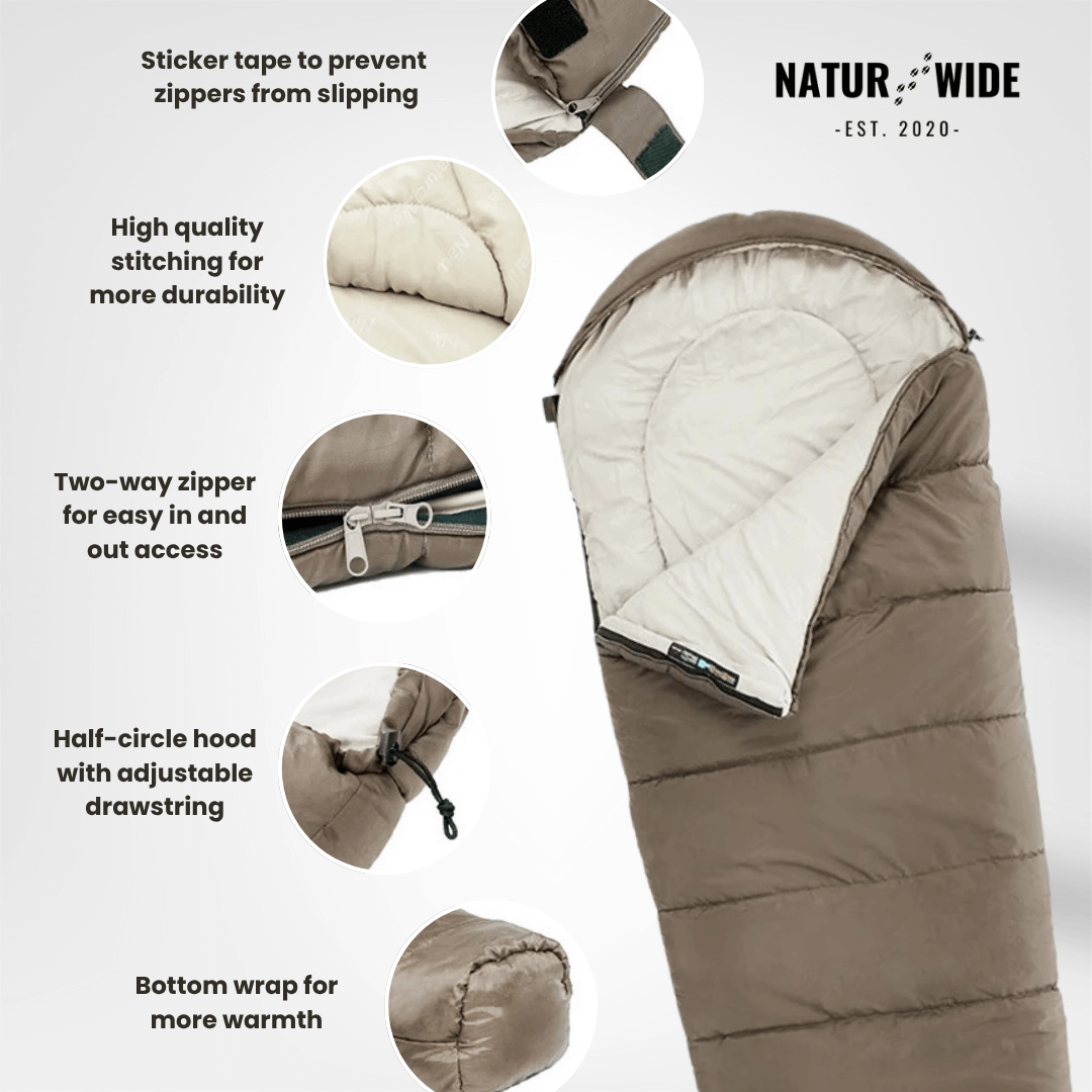 NaturWide Mummy Sleeping Bag – Lightweight &amp; Warm for Outdoor