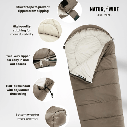 NaturWide Mummy Sleeping Bag – Lightweight &amp; Warm for Outdoor
