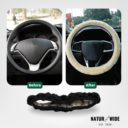 Soft Plush Steering Wheel Cover – Warm Winter Protector (15")