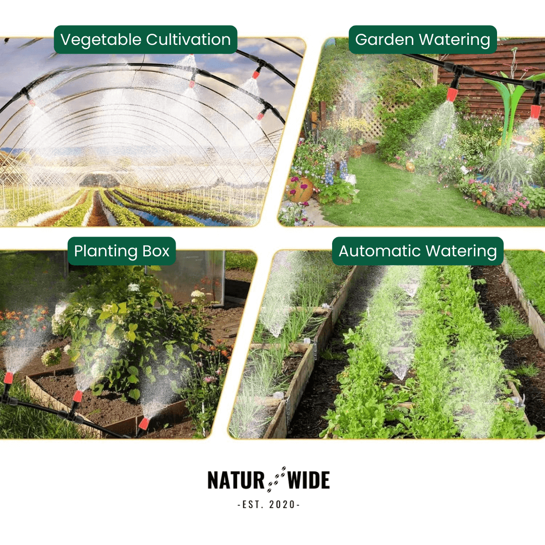 65ft Micro Drip Irrigation Kit – Adjustable Misting & Watering