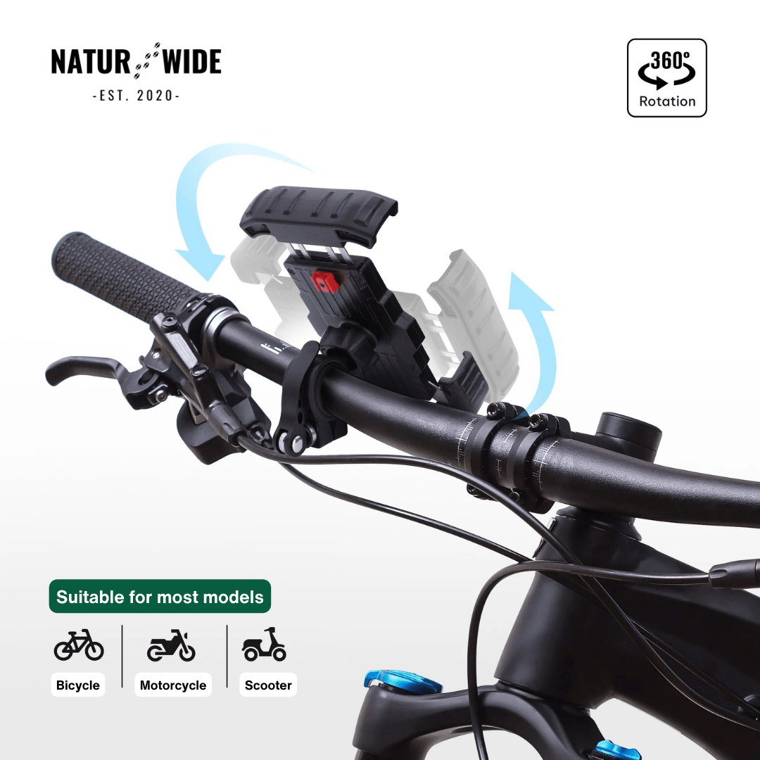 Secure Motorcycle & Bike Phone Mount - 1s Quick Lock