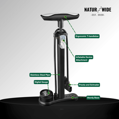 160PSI Portable Bike Pump with Gauge & 3-in-1 Nozzle