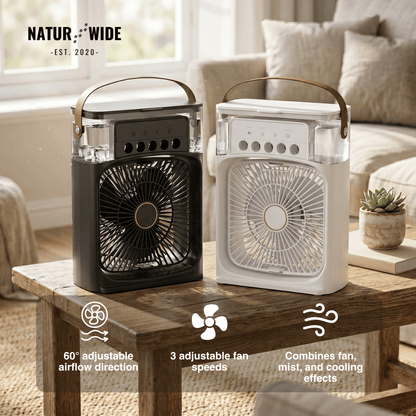 3-in-1 USB Air Cooler Fan – Humidifier & 7-Color LED Night Light