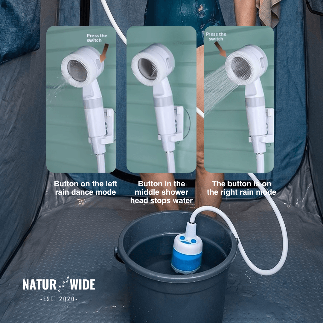 Electric Camping Shower Pump – 5000mAh Rechargeable with Display