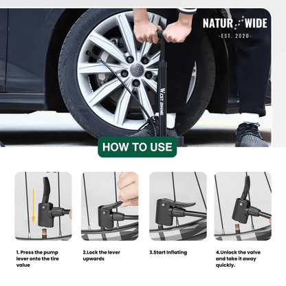 160PSI Portable Bike Pump with Gauge & 3-in-1 Nozzle