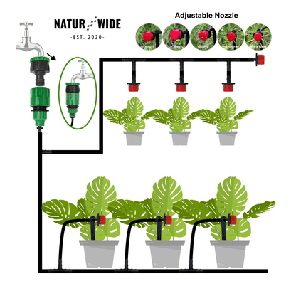 65ft Micro Drip Irrigation Kit – Adjustable Misting & Watering