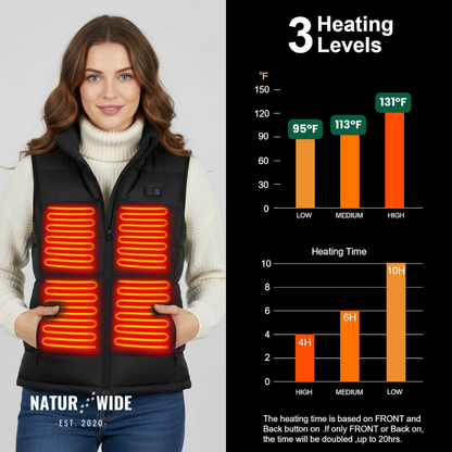Heated Vest – 9 Heating Zones, USB Rechargeable &amp; Waterproof