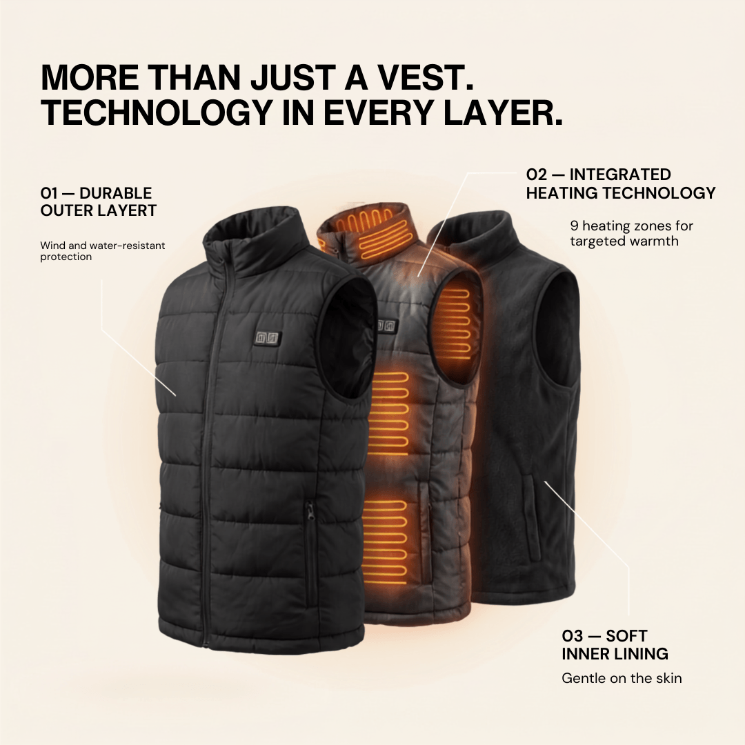Heated Vest – 9 Heating Zones, USB Rechargeable &amp; Waterproof