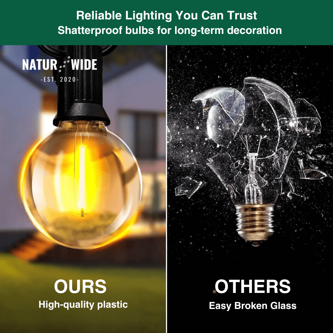 LED Outdoor String Lights – Shatterproof & Weatherproof (Plugin)
