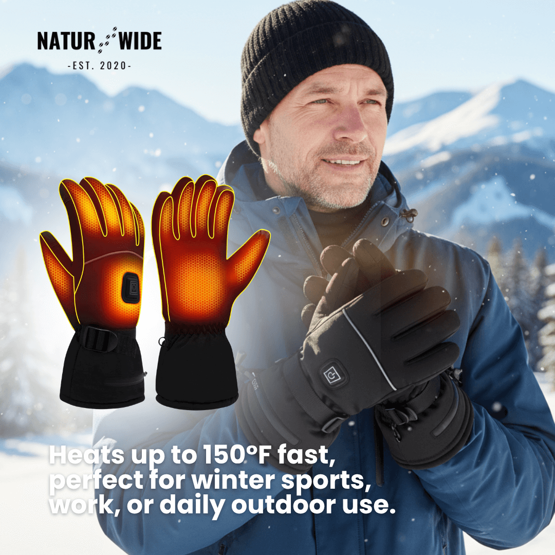 Heated Gloves – 3 Heat Levels, Waterproof &amp; Windproof