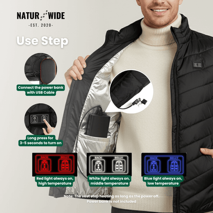 Heated Vest – 9 Heating Zones, USB Rechargeable &amp; Waterproof