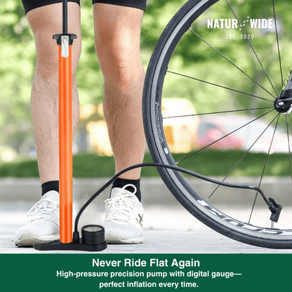 160PSI Portable Bike Pump with Gauge & 3-in-1 Nozzle