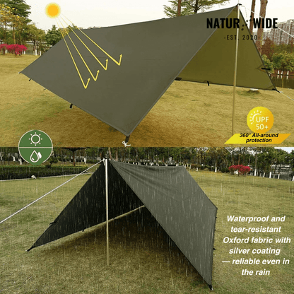 Versatile sun &amp; rain protection tarp