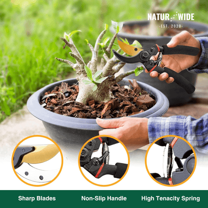 AIRAJ 8.5 Inch Pruner Shears SK5 Blade Pruning Scissors for Bonsai Fruit Trees Flowers Pruners，Ergonomic Non-slip Handles