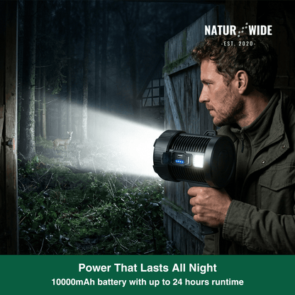 Rechargeable LED Spotlight Flashlight – 900000 Lumens, Solar & USB