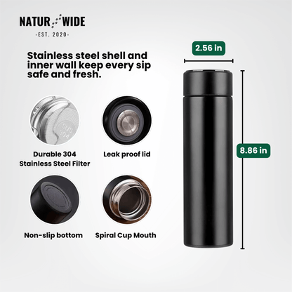 NaturWide Temperature Display 500ml Thermos Cup stainless steel