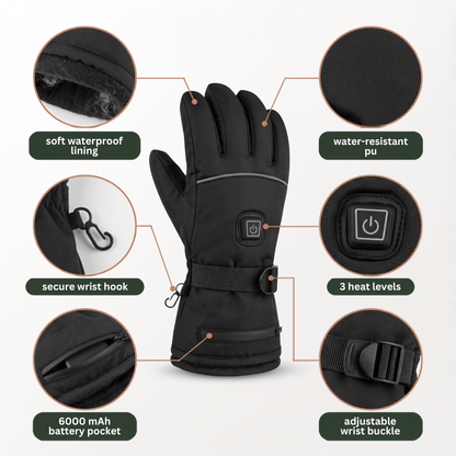Heated Gloves – 3 Heat Levels, Waterproof &amp; Windproof