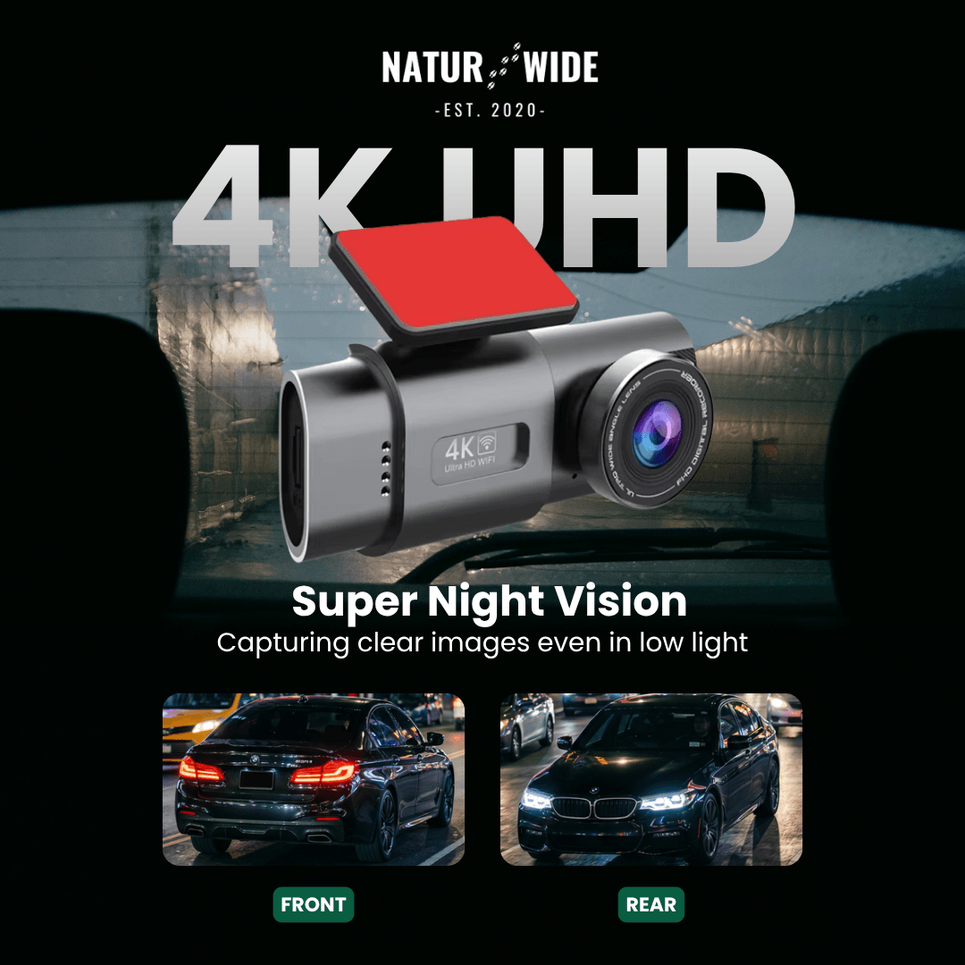 4K Dash Cam with Night Vision, Wi-Fi, GPS & 24H Parking Monitor