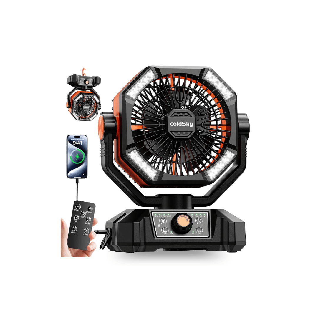 20000mAh Camping Fan with LED Lantern – 8-Speed Rechargeable Fan