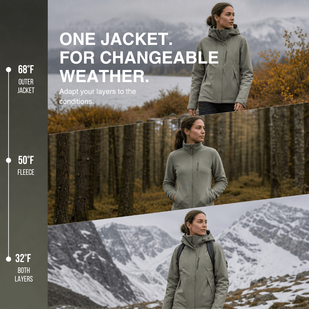 Women's 3-in-1 Waterproof Rain Jacket