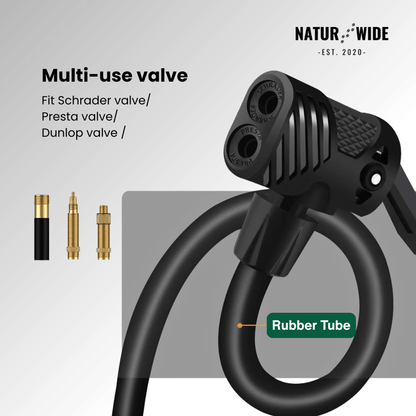 160PSI Portable Bike Pump with Gauge & 3-in-1 Nozzle