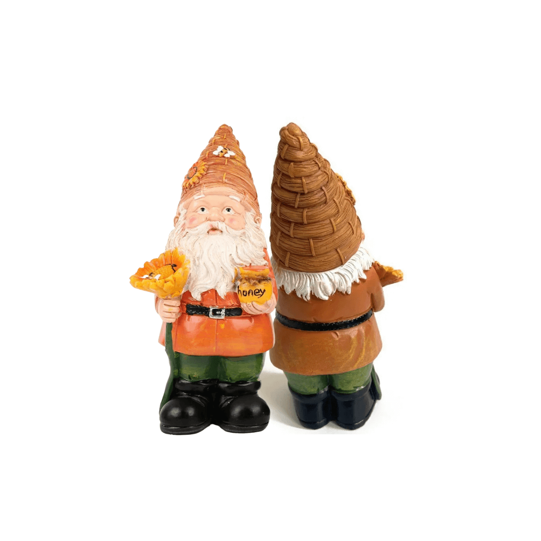Funny Beekeeper Garden Gnome with Sunflower – Resin Statue